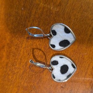 Vintage Felt Cow Print Earrings